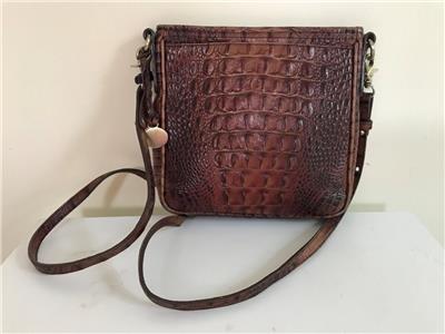 Brahmin Tan Moc Croc Leather Shoulder Bag Purse